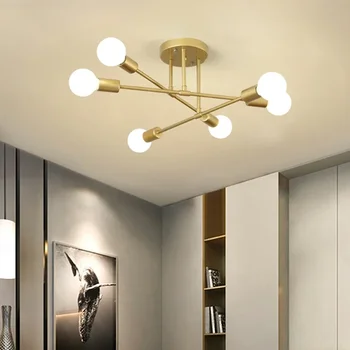 Современная креативная люстра со светодиодным освещением Романтический минималистичный Черно-белый Золотой светильник для декора потолка в спальне, гостиной, столовой