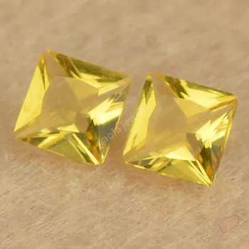 Распродажа 2x2 ~ 12x12 мм 5A Золотисто-желтого цвета Стеклянный камень квадратной формы Princess Cut Loose, созданные в лаборатории Стеклянные драгоценные камни, бусины для ювелирных изделий