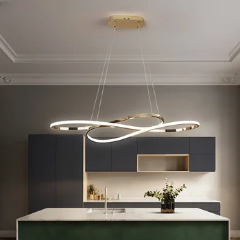 Современная светодиодная люстра неправильной формы, Алюминиевый акриловый потолочный светильник для столовой, подвесной светильник для ресторана