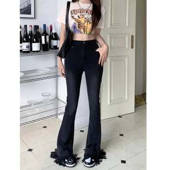 Y2k Женские брюки Прямые Джинсы Женские с высокой талией Корейская мода Женская одежда Уличная Джинсовая расклешенная Винтажная тенденция 2023 года