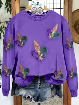 Женский модный праздничный свитер, свитшоты Mardi Gras University, осенний пуловер Funny Party Academy, толстовка
