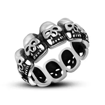 Бесплатная доставка Мини-кольца с черепами для мужчин из нержавеющей стали, новые ювелирные изделия в стиле панк-рок, Винтажное Готическое кольцо, подарок бойфренду на Хэллоуин