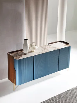 Итальянский очень простой столик из каменной плиты, шкафчик для хранения, современный светлый роскошный шкаф для прихожей в гостиную