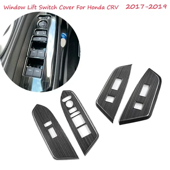 Для Honda CRV 5TH LHD 2017 2018 2019 Крышка переключателя подъема окна двери автомобиля, внутренняя Отделка рамы подлокотника, Черная Отделка из нержавеющей стали
