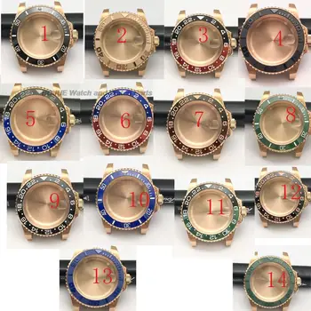 корпус часов из розового золота 40 мм Аксессуары из нержавеющей стали Автоматические механические часы Модифицированные Детали для подводной яхты GMT NH35 Механизм
