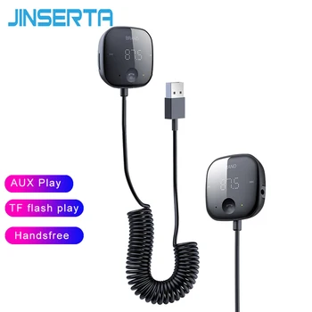 JINSERTA USB FM-передатчик Беспроводной 3,5 ММ AUX Аудиоприемник TF Карта Музыкальный Автомобильный MP3-Плеер Bluetooth 5,0 Автомобильный Комплект Громкой Связи