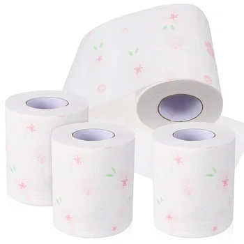 4 рулона туалетной бумаги, Рулонная бумага с принтом, Декоративные салфетки с цветочным принтом для дома и путешествий