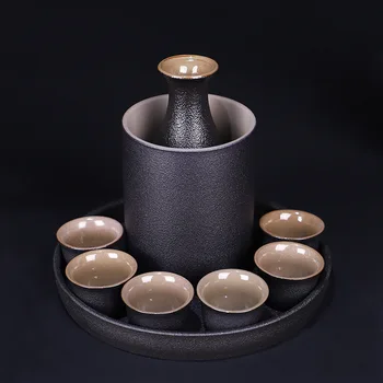 Домашний горшок для обжига в японском стиле, Черная Керамика, Керамическая чашка для саке, Набор для Согревания Вина, Кухонные Принадлежности