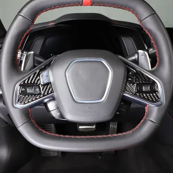 Для Chevrolet Corvette C8 Stingray 2020-24 Мягкая Кнопка Рулевого колеса Автомобиля Из Углеродного Волокна, Рамка, накладка, Наклейка, Автомобильные Аксессуары