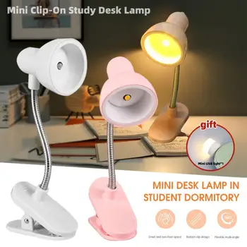 Мини-светильник для чтения книг, Мини-настольная лампа для учебы, Гибкая прикроватная тумбочка с батарейным питанием, лампы освещения LED