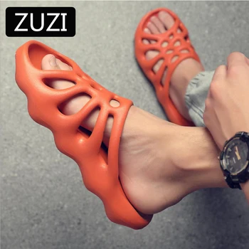 Женские летние тапочки ZUZI для пары, новая корейская модная обувь с наружными отверстиями, нескользящие сандалии и тапочки на толстой подошве Ins Tide для мужчин