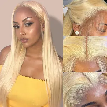 180 Плотность 30-40 дюймов 613 Медовый Блондин Прямые парики из человеческих волос 13x4 на кружеве спереди для женщин 13x6 HD Прозрачный Фронтальный парик