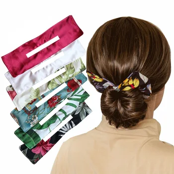 Волшебные женские резинки для волос DIY Bun Maker, Ободки для волос из замши с цветочным принтом, Проволочные резинки для волос Twist Maker, Аксессуары для волос