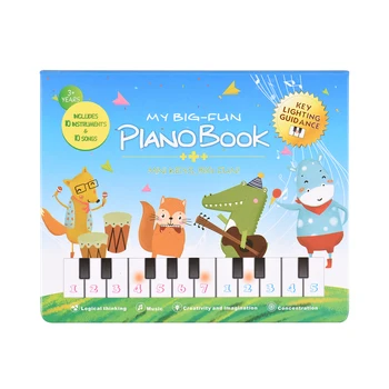 Bigfun 20-клавишная Книга для фортепиано с электронной клавиатурой Музыкальная книга для фортепиано 2-в-1 Песенник для фортепиано со встроенной клавиатурой Песни для детей от 3 лет и старше