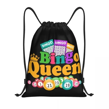 Изготовленная на заказ сумка для любителей игр Bingo Queen на шнурке для тренировок, рюкзаков для йоги, женской и мужской спортивной сумки для спортзала