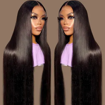 HD Прозрачные парики из человеческих волос на кружеве 13x6 для чернокожих женщин, предварительно выщипанные прямые парики из человеческих волос на кружеве на костях