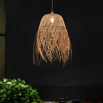 Юго-Восточная Азия Творческая личность Ресторан-бар семейный стиль бамбуковое искусство бамбуковая плетеная светодиодная лампа новая Китайская плетеная люстра