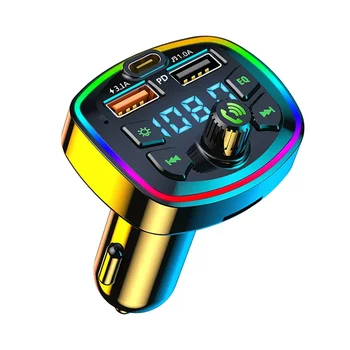 Автомобильный Bluetooth FM-передатчик, автомобильный Bluetooth MP3-плеер, автомобильное зарядное устройство с двумя USB-разъемами и подсветкой EQ Atmosphere