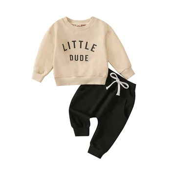 Комплект одежды для малышей из 2 предметов, топы с длинными рукавами и футбольным принтом, комплект брюк для маленьких девочек и мальчиков, осенняя одежда