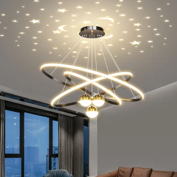 Современный Светодиодный Подвесной Светильник Nordic Fashion Круглая Лампа Черная Золотая Люстра Спальня Гостиная Кухня Подвесное Освещение