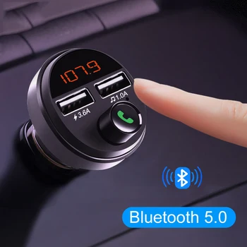 Автомобильное зарядное Устройство с двойным USB, Bluetooth 5.0, FM-передатчик, автомобильный комплект, MP3-плеер, TF U-диск, воспроизведение музыки без потерь, аудиоприемник беспроводной.
