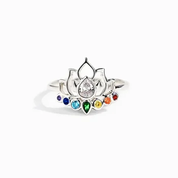 Модное и роскошное Женское богемное кольцо Lotus из серебра 925 пробы с простым цветным цирконом, свадебный изысканный ювелирный подарок