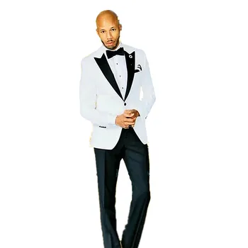 новый высокое качество черный и белый костюмы жениха смокинги остроконечный отворот жениха мужские свадебные деловые выпускные костюмы куртка брюки 