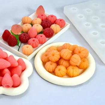 Мини-фрукты Оранжевая форма для свечей Strwaberry 3D Моделирование фруктов Силиконовая форма для выпечки шоколада своими руками Формы для тортов ручной работы
