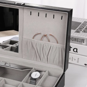 Переносная коллекция часов из искусственной кожи для показа ювелирных изделий Серьги Кольца Ожерелье Коробка для хранения