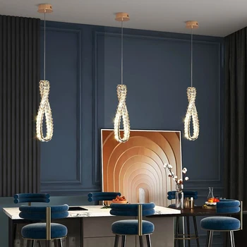 Новый дизайн светодиодных подвесных светильников для столовой Современный плафон изменяемого цвета Роскошная хрустальная лампа Барное освещение