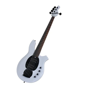 5-Струнная Белая Электрическая Бас-гитара с Лунными Вставками, Накладка из Розового дерева, Предложение на Заказ