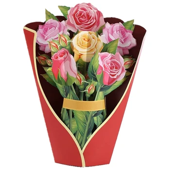Бумажные всплывающие открытки, букет роз, 3D всплывающие поздравительные открытки для мамы, поздравительные открытки на День матери На все случаи жизни