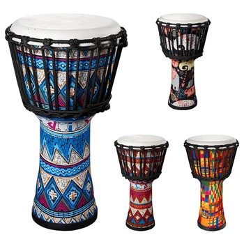 Барабанная Головка из Козьей Кожи Африканский Барабан С Красочными Художественными Узорами 8-дюймовый Музыкальный Инструмент Отличный Подарок для Начинающих Взрослых и Детей